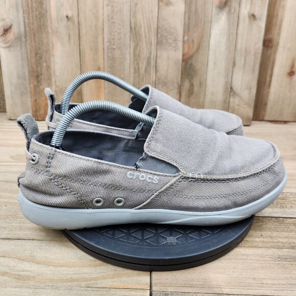 Mens Crocs Walu size 10 Canvas Casual Slip On Boat Loafers Shoes - Picture 3 of 9